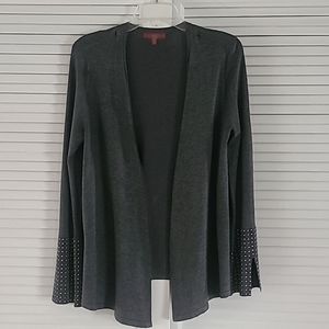 Jennifer Lopez Open Cardigan Sweater  Bell Sleeves w/slit & rivots.  Sz XS. Gray